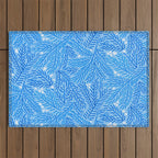 Winter Berries & Pine Branches in Blue Outdoor Rug Gallery Image 1