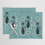 Mid Century Meow Retro Atomic Cats on Blue Placemat Gallery Image 1