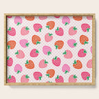 Strawberry Toss on Checks - Pink and Green Serving Tray Gallery Image 1