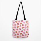 Strawberry Toss on Checks - Pink and Green Tote Bag Gallery Image 2