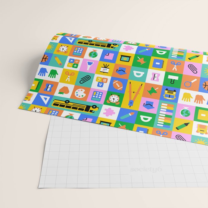 Colorful back to school mosaic pattern Wrapping Paper Gallery Image 2
