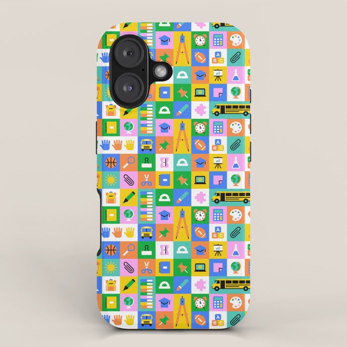 Colorful back to school mosaic pattern iPhone Case Gallery Image 1
