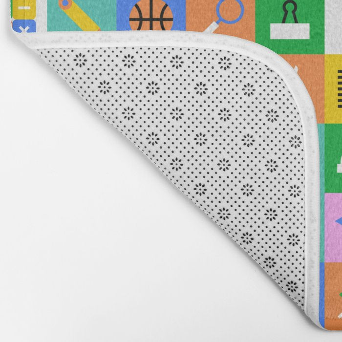 Colorful back to school mosaic pattern Bath Mat Gallery Image 2