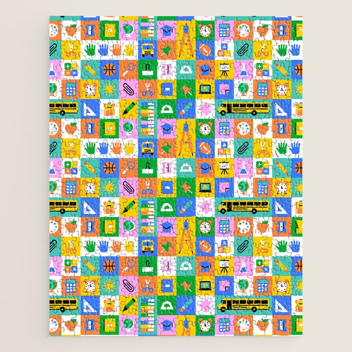 Colorful back to school mosaic pattern Jigsaw Puzzle Gallery Image 1