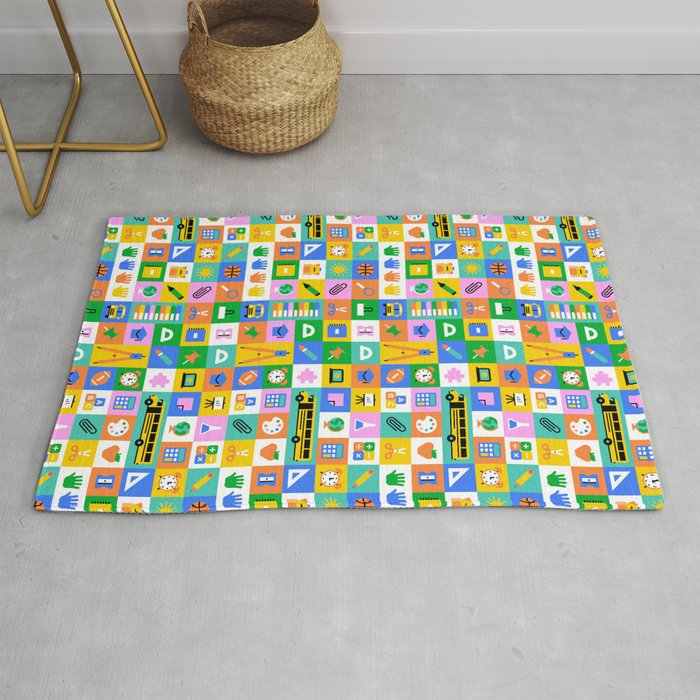 Colorful back to school mosaic pattern Rug Gallery Image 1