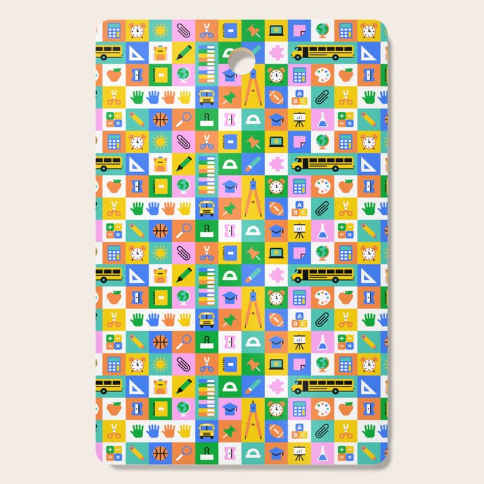Colorful back to school mosaic pattern Cutting Board Gallery Image 1