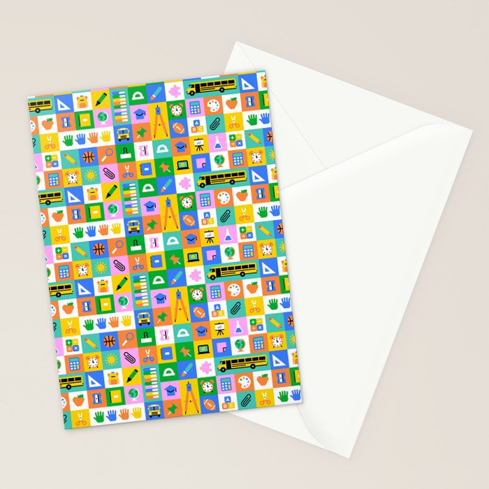 Colorful back to school mosaic pattern Stationery Card Gallery Image 2