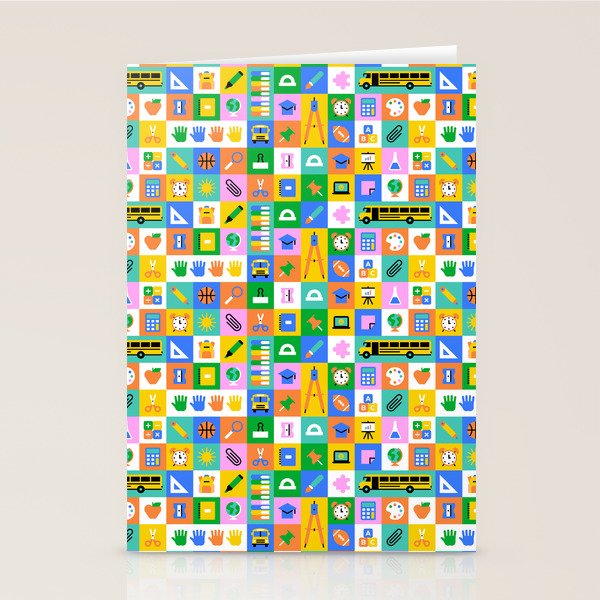 Colorful back to school mosaic pattern Stationery Card Gallery Image 2