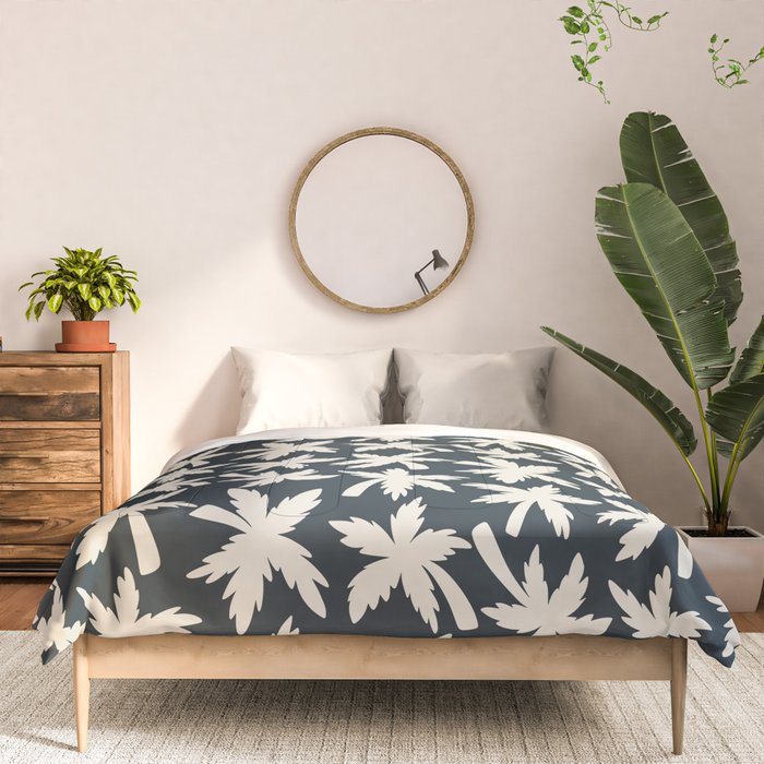 Palm Trees - Black and White  Comforter Gallery Image 3