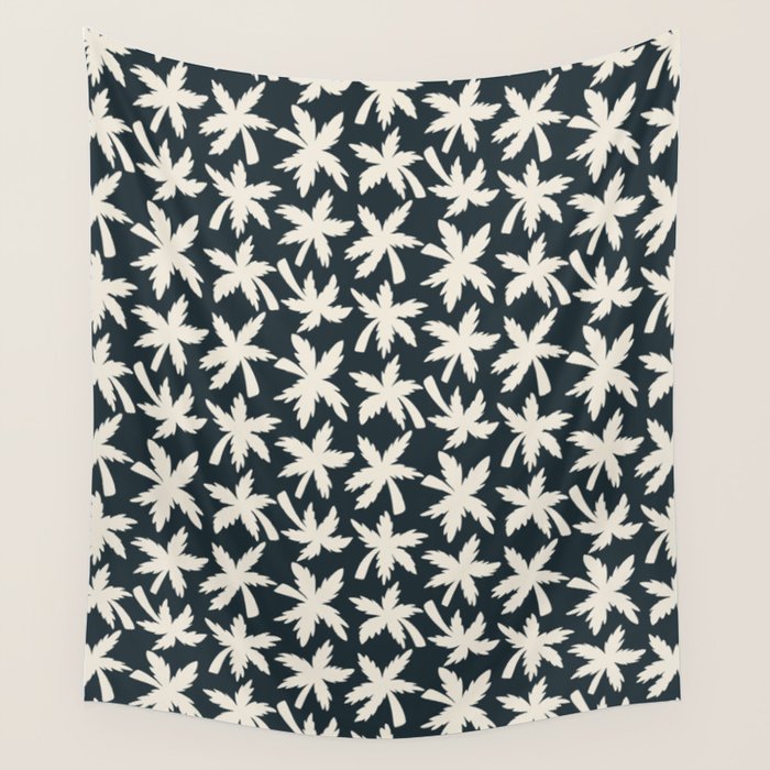 Palm Trees - Black and White  Wall Tapestry Gallery Image 1