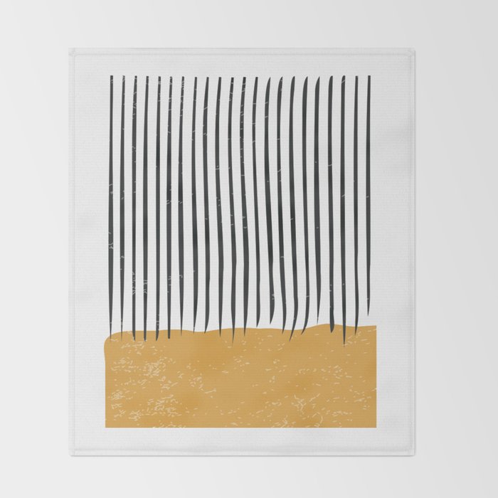 (White Background) Mid Century Modern Minimalist Rothko Inspired Color Field With Lines Geometric Style  Throw Blanket Gallery Image 2