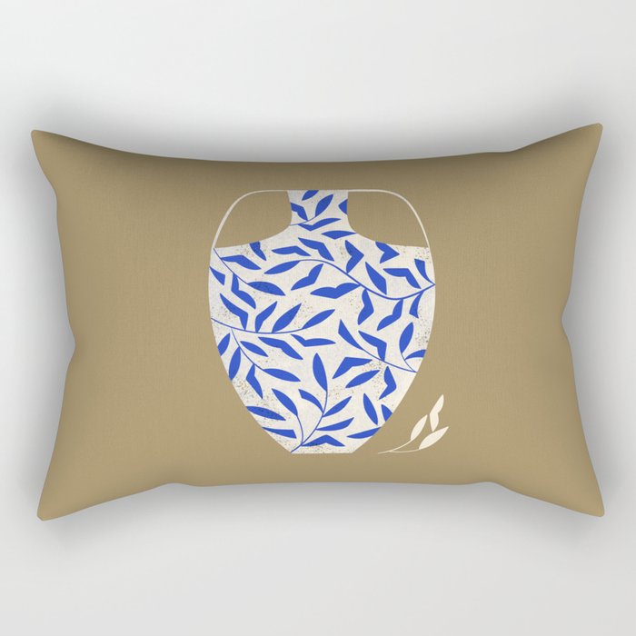Leafy Blue Vase Rectangular Pillow Gallery Image 1