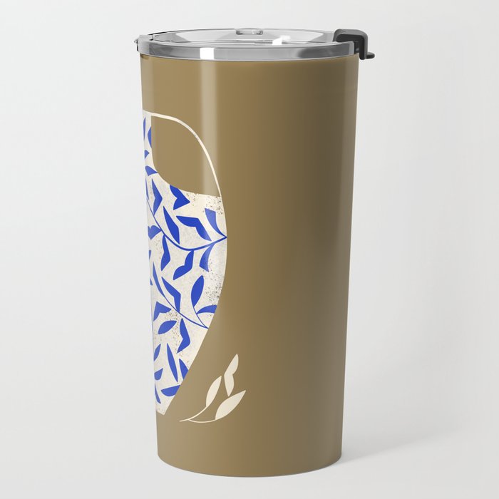 Leafy Blue Vase Travel Mug Gallery Image 2