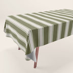 Olive Green Striped - Cozy Heirloom Tablecloth Gallery Image 1