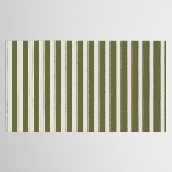 Olive Green Striped - Cozy Heirloom Tablecloth Gallery Image 2
