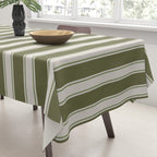 Olive Green Striped - Cozy Heirloom Tablecloth Gallery Image 3