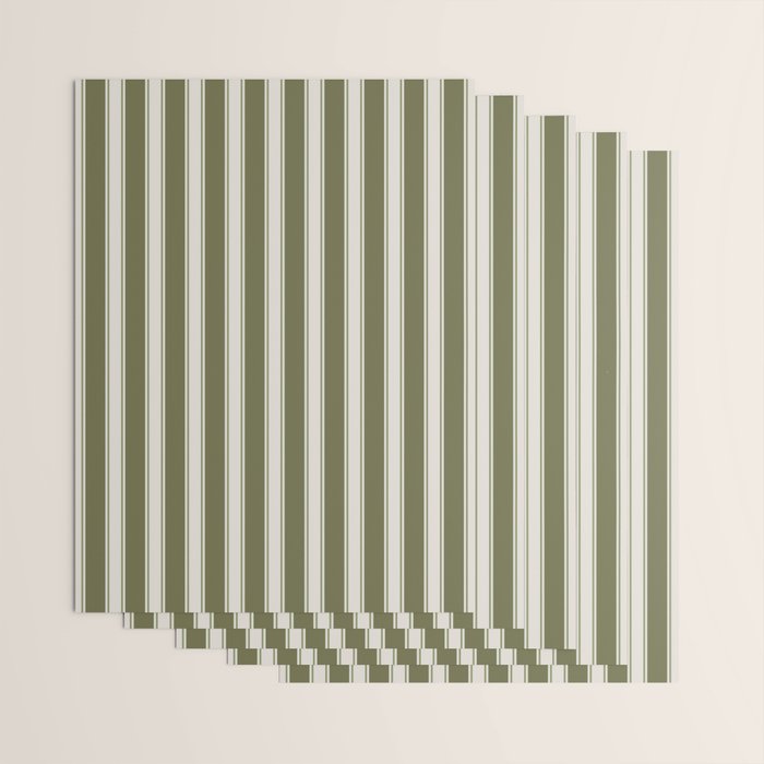 Olive Green Striped - Cozy Heirloom Wrapping Paper Gallery Image 3