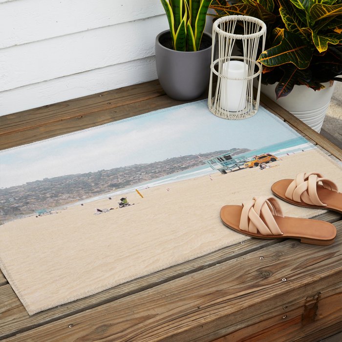 Redondo Beach // California Ocean Vibes Lifeguard Hut Surfing Sandy Beaches Summer Tanning Outdoor Rug Gallery Image 2