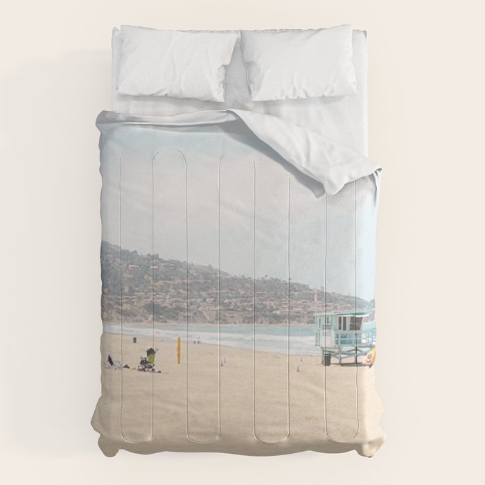 Redondo Beach // California Ocean Vibes Lifeguard Hut Surfing Sandy Beaches Summer Tanning Comforter Gallery Image 1