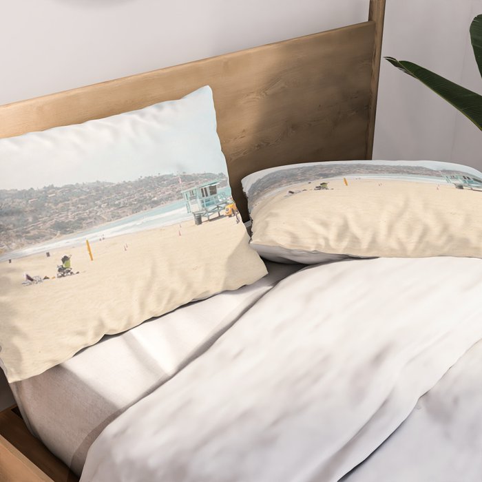 Redondo Beach // California Ocean Vibes Lifeguard Hut Surfing Sandy Beaches Summer Tanning Pillow Sham Gallery Image 2