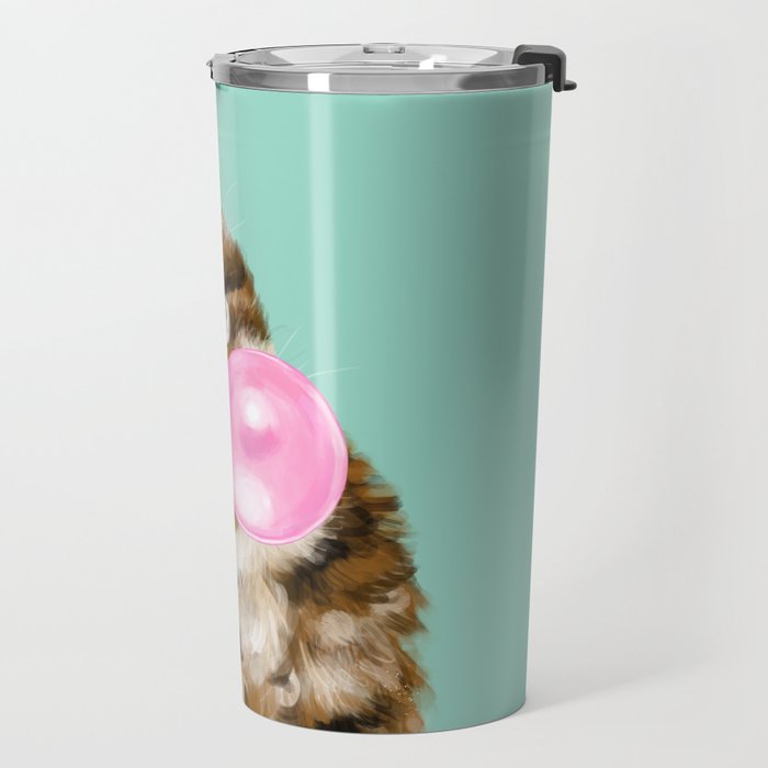 Bubble Gum Baby Cat in Green Travel Mug Gallery Image 2