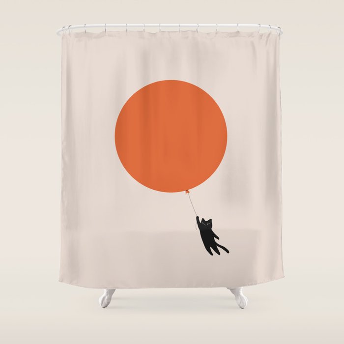 Cat Landscape 182: Sun Balloon Shower Curtain Gallery Image 1
