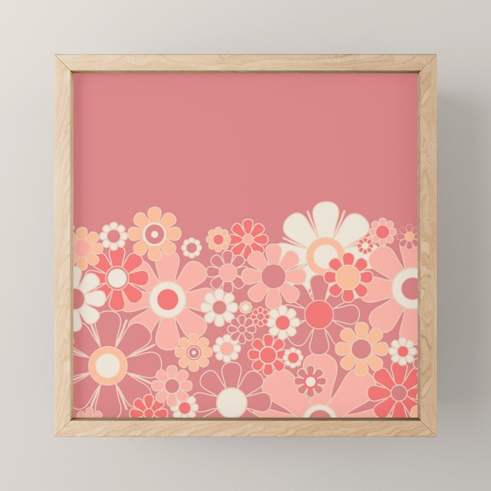 Retro Garden Flower Cuff Mauve Peach Vintage Contemporary Aesthetic Floral Pattern Mini Art Print Gallery Image 1