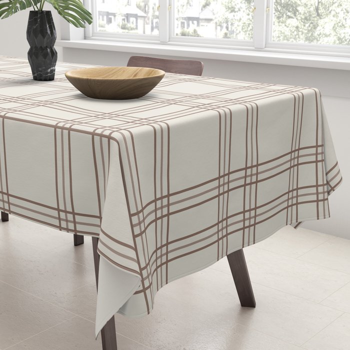 Brown And Cream Gingham Tablecloth Gallery Image 3