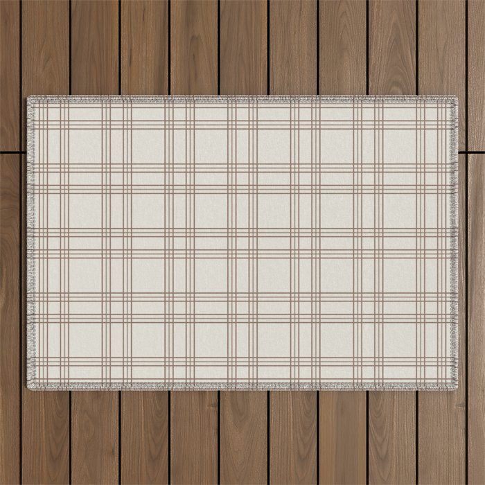 Brown And Cream Gingham Outdoor Rug Gallery Image 1