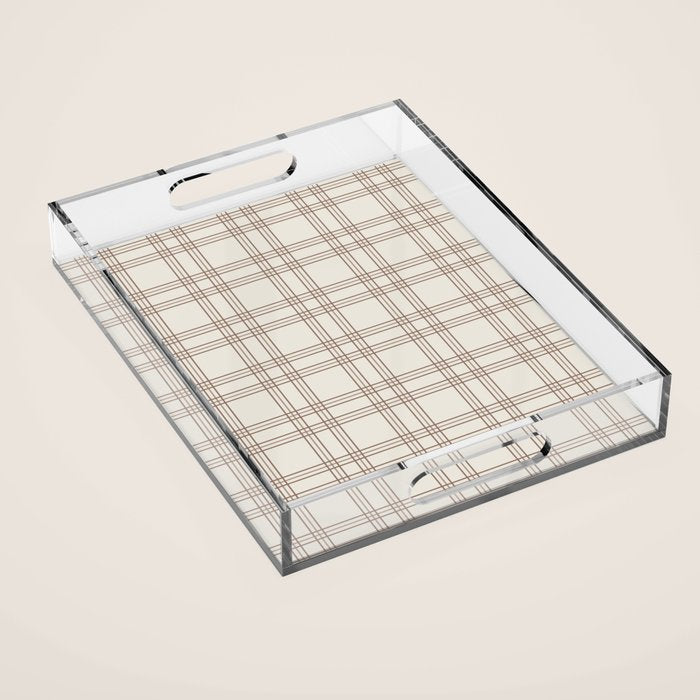 Brown And Cream Gingham Acrylic Tray Gallery Image 1