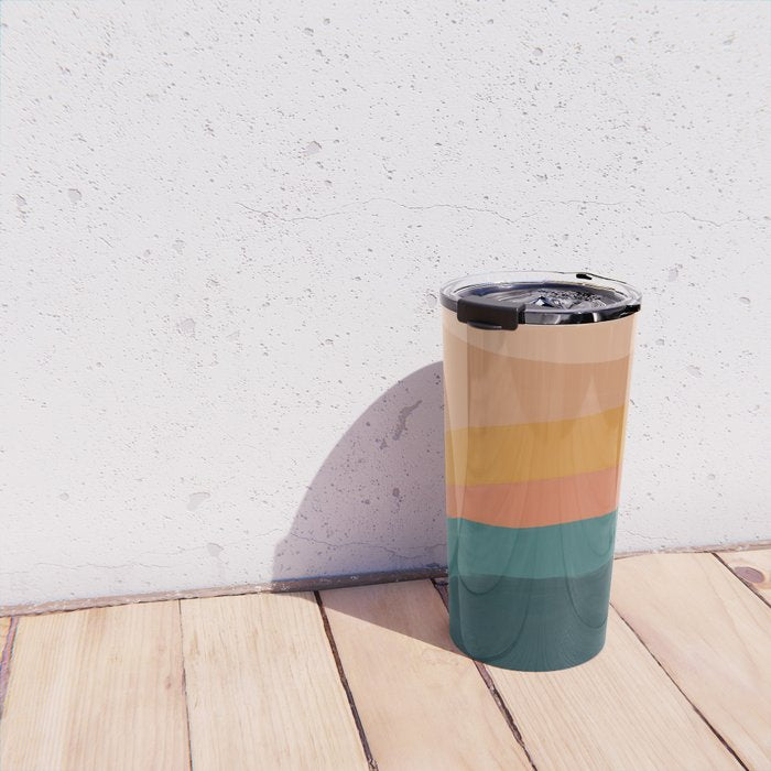 Waves On Sunset Hill | Waves Texture Design Travel Mug Gallery Image 4