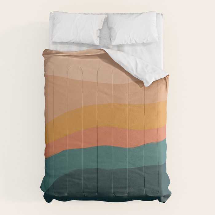 Waves On Sunset Hill | Waves Texture Design Comforter Gallery Image 1
