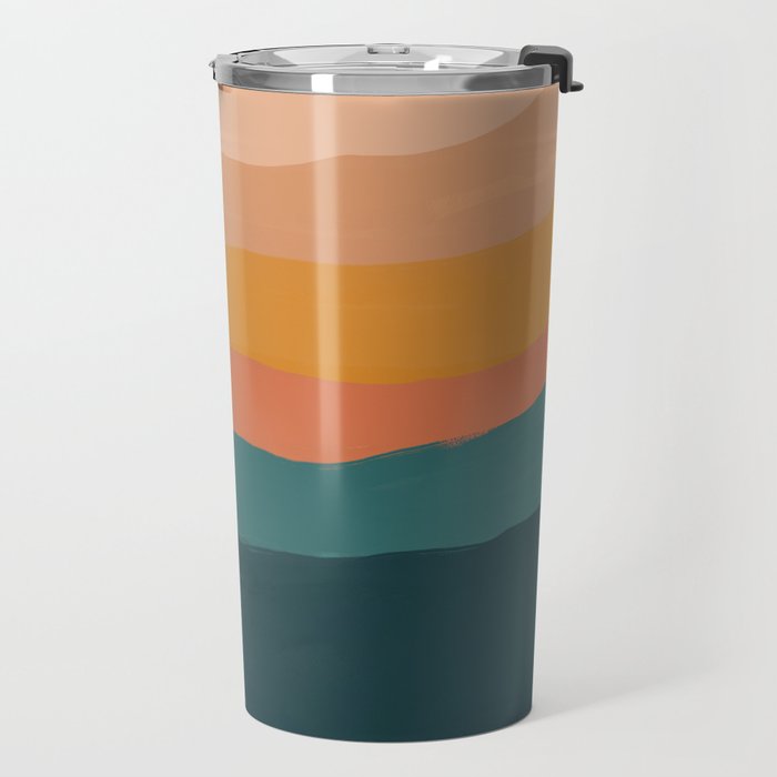 Waves On Sunset Hill | Waves Texture Design Travel Mug Gallery Image 2