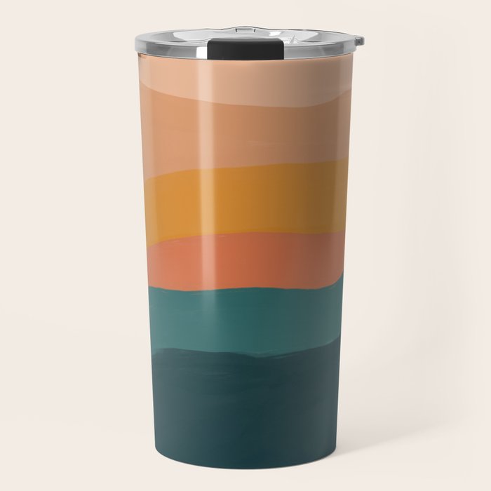 Waves On Sunset Hill | Waves Texture Design Travel Mug Gallery Image 1