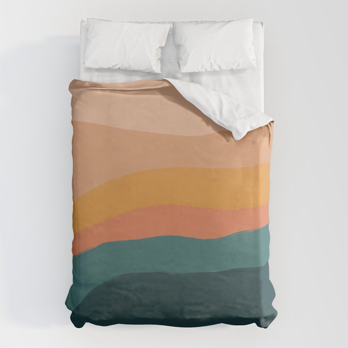 Waves On Sunset Hill | Waves Texture Design Duvet Cover Gallery Image 6