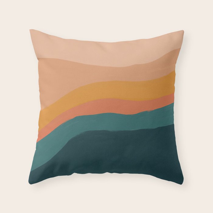 Waves On Sunset Hill | Waves Texture Design Throw Pillow Gallery Image 6