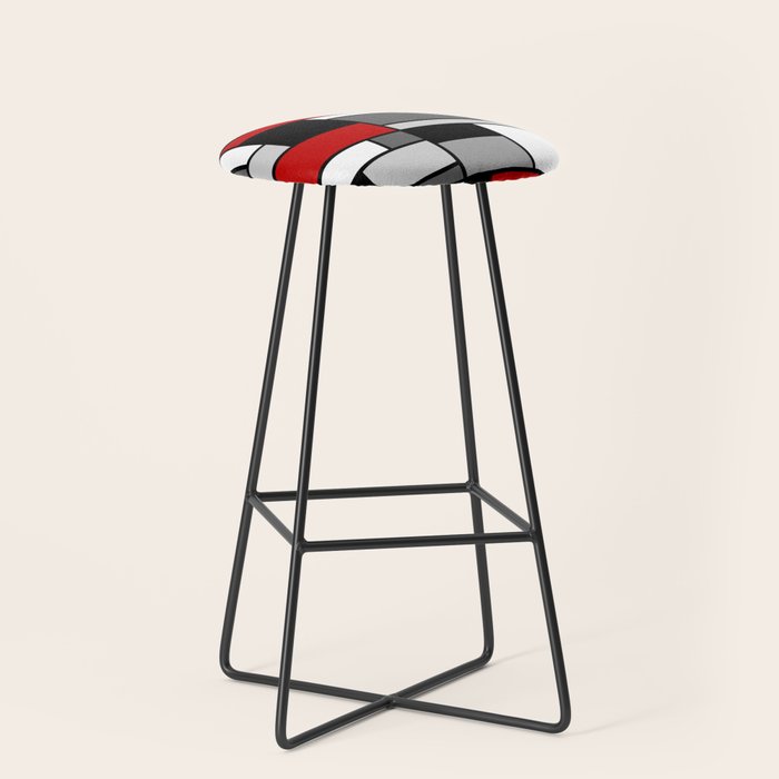 Mid Century Modern Color Blocks in Red, Gray, Black and White Stool Gallery Image 1