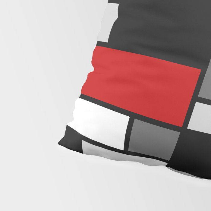 Mid Century Modern Color Blocks in Red, Gray, Black and White Pillow Sham Gallery Image 4