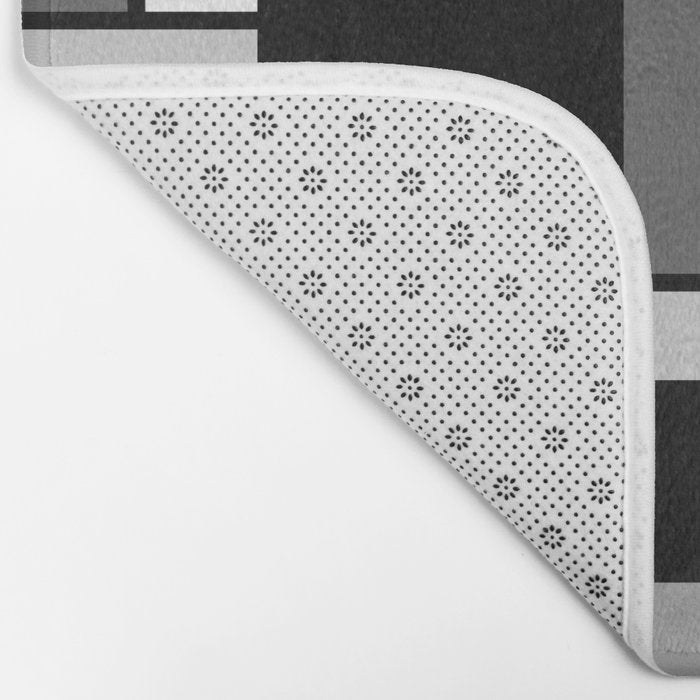 Mid Century Modern Color Blocks in Red, Gray, Black and White Bath Mat Gallery Image 2