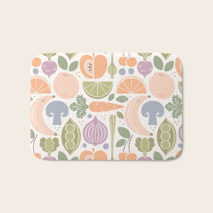 Fruits and Veggies 2025 Calendar Pastel Bath Mat Gallery Image 1