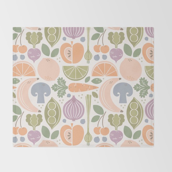Fruits and Veggies 2025 Calendar Pastel Throw Blanket Gallery Image 2