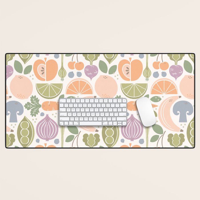 Fruits and Veggies 2025 Calendar Pastel Desk Mat Gallery Image 1