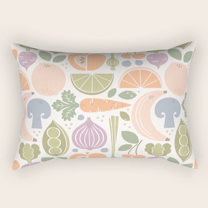 Fruits and Veggies 2025 Calendar Pastel Rectangular Pillow Gallery Image 2