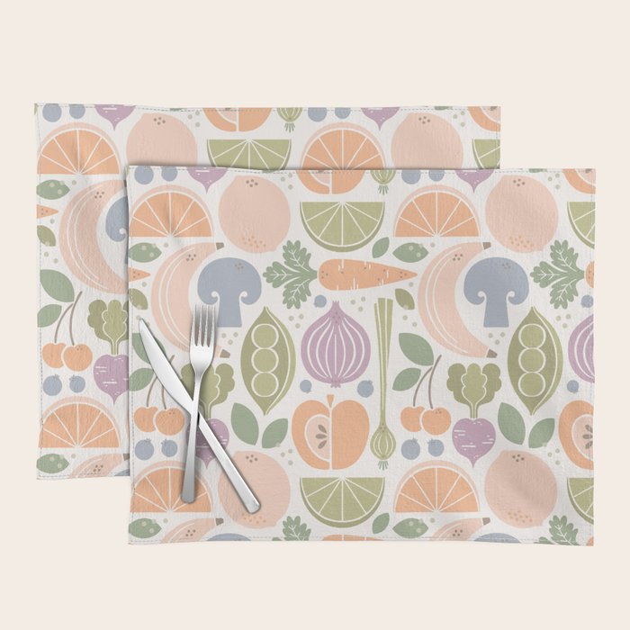 Fruits and Veggies 2025 Calendar Pastel Placemat Gallery Image 1