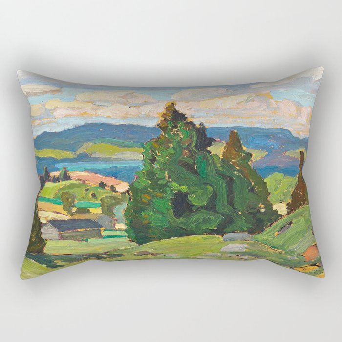 Canadian Landscape Franklin Carmichael Art Nouveau Post-Impressionism Rectangular Pillow Gallery Image 1
