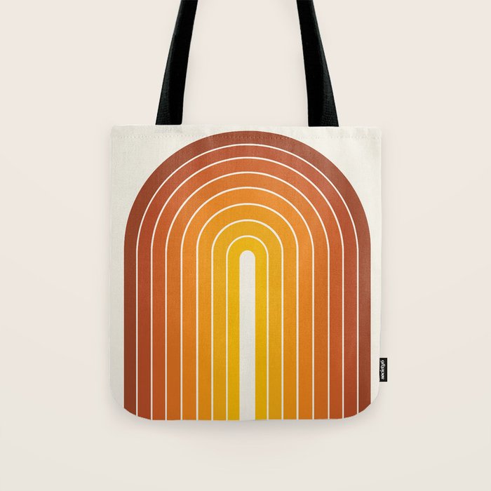 Gradient Arch IX Retro Orange Mid Century Modern Rainbow Tote Bag Gallery Image 1