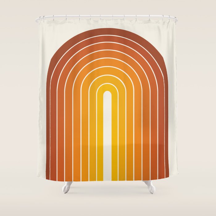 Gradient Arch IX Retro Orange Mid Century Modern Rainbow Shower Curtain Gallery Image 1