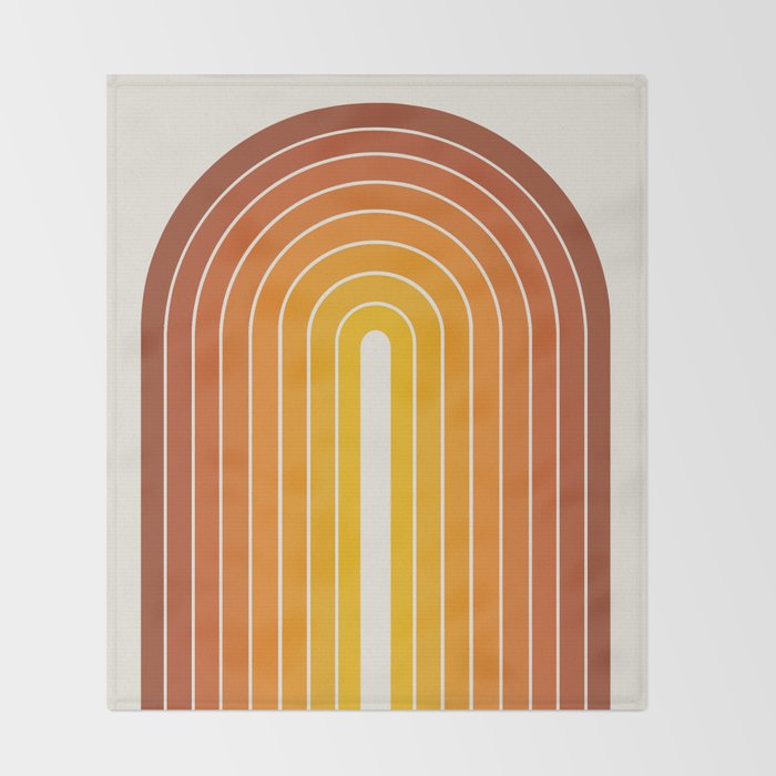 Gradient Arch IX Retro Orange Mid Century Modern Rainbow Throw Blanket Gallery Image 2