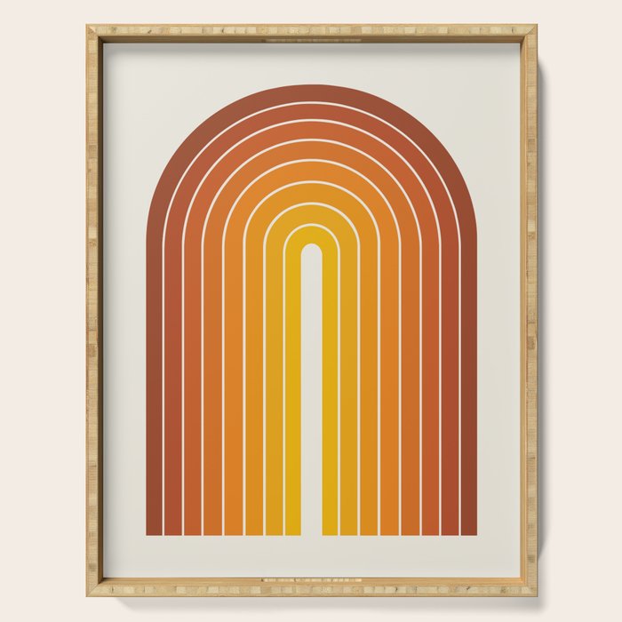 Gradient Arch IX Retro Orange Mid Century Modern Rainbow Serving Tray Gallery Image 1