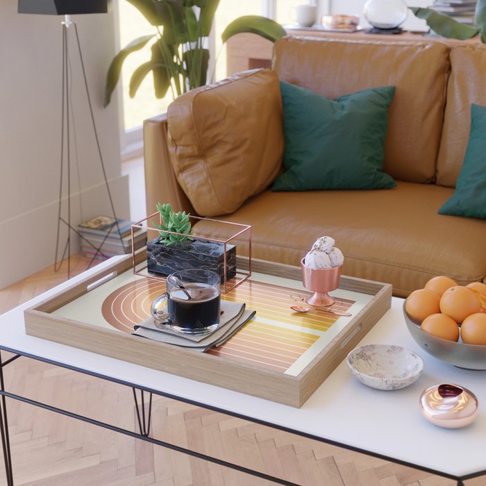 Gradient Arch IX Retro Orange Mid Century Modern Rainbow Serving Tray Gallery Image 2